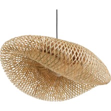 Arte Flora Nubo Bambu Avize, Doğal Aydınlatma, Sarkıt Lamba, Bohem Iskandinav Dekorasyon 60 x 44 x 18 cm