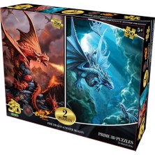Prime 3D Ateş Ejderhası ve Su Ejderhası Ikili Puzzle 200 Parça
