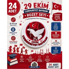29 Ekim Cumhuriyet Bayramı Rozeti Broş-Çanta Rozeti-Yaka Iğnesi-Şapka Aksesuarı (44MM) 24 Adet