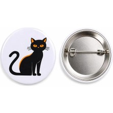 Sevimli Asil Siyah Kedi Metal Buton Rozet Broş-Çanta Aksesuar-Yaka Iğnesi ( 44MM) 1 Adet