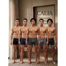 Qulat Calia 5'li Paket Erkek Bambu Boxer - Esnek ve Nefes Alabilir Rahat Kalıp Karma Renk Seti