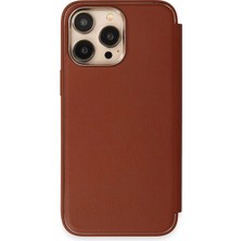 Durukar®  iPhone 13 Pro Kılıf Dolpin Kapaklı - Kahverengi