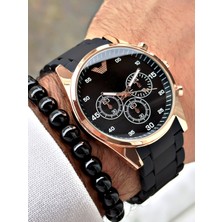 Tisaati Premium Tasarım Silikon Kordon Exclusive Serisi Metal Kasa Erkek Kol Saati-Bileklik Hediyeli