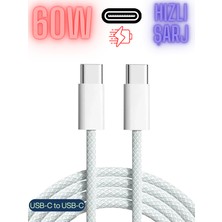 Fodos Apple Uyumlu iPhone 16 Pro / 16 Pro Max Şarj Data Kablosu Usb-C To Usb-C 60W Örgü Pd Kablo - 1 Metre