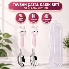 Jojobebek Tavşan Figürlü Premium Çocuk Bpa Free Paslanmaz Çelik Uçlu Çatal-Kaşık Set