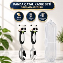 Jojobebek Panda Figürlü Premium Çocuk Bpa Free Paslanmaz Çelik Uçlu Çatal-Kaşık Set