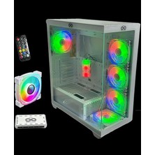  aztech azt201 w 5 x rgb fan uzakdan kumanda beyaz akvaryum gaming boş bilgisayar kasası temper cam , rgb switch