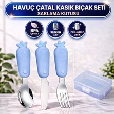 Jojobebek Buzmavisi Figürlü Premium Çocuk Bpa Free Paslanmaz Çelik Uçlu Çatal-Kaşık-Bıçak Set 12+ Ay