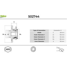 Valeo Val 502744 Porya Rulmani Ön