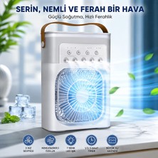 Rose Teknoloji 3 Kademeli Ayarlanabilir 7 Farklı LED Işıklı Su Püskürtmeli 600 ml Su Kapasiteli Masaüstü Soğutucu Fan