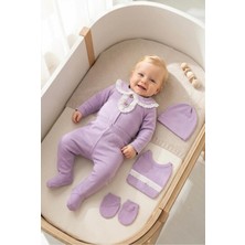 Miniday Baby Kız Bebek Mevlütlük Yenidoğan Hastane Çıkışı 5'li Set %100 Pamuk ZK5012