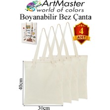 ArtMaster Bez Çanta 30X40CM 4 Adet Boş Boyanabilir Baskısız Bez Çanta Kulplu Ham Bez Çanta Boyama Çantası Etkinlik Okul Kreş