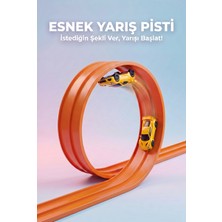 Papaya Turuncu Esnek Yarış ve Aksiyon Pisti 4.5 mt Oyuncak Araba Pisti