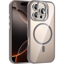 Kordify Apple iPhone 16 Pro Uyumlu Remim Lensli Magsafe Standlı Kapak + Kamera Lens Koruyucu Hediyeli Şeffaf Darbe Emici Premium Kılıf