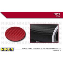 Beyaz 019 001 01 07 3D Koyu Kirmizi Karbon Folyo 1.52X30M Hava Kanalli