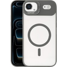 Kordify Apple iPhone 17 Air Uyumlu Remim Lensli Magsafe Standlı Kapak + Kamera Lens Koruyucu Hediyeli Şeffaf Darbe Emici Premium Kılıf