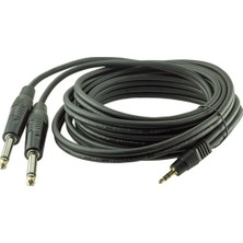 Lunatic 17526  3.5 mm Stereo Erkek / 2x6.3 mm Mono Gitar Erkek 3 Metre Kablo