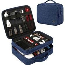 ZYC Büyük Boy Premium Çok Katlı Elektronik Cihaz ve Kablo Düzenleyi Taşınabilir Seyahat Çantası Ebat 31X26X10 cm
