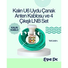 Ncpline 45 Metre Rg6 U6 Hazır Uçlu Çanak Anten Montaj Kablosu + 4 Lü Lnb Elenbi Elenbi / Yeşil