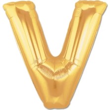 Magicool V Harf Folyo Balon Altın Renk  40 Inç