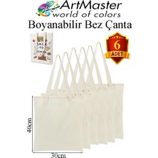 ArtMaster Bez Çanta 30X40CM 6 Adet Boş Boyanabilir Baskısız Bez Çanta Kulplu Ham Bez Çanta Boyama Çantası Etkinlik Okul Kreş