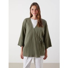 LC Waikiki Lcw Vision Haki Kruvaze Yaka Dokulu Kadın Kimono