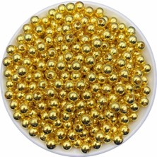 Hedef Bijuteri 8mm Gold-Altınsarısı Renk Plastik Metalize Boncuk 25GR, Takı Boncuğu Özellikleriyle