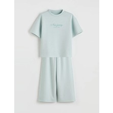 LC Waikiki Lcw Kids Mavi Baskılı Kız Çocuk Soft Touch Takım