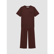 LC Waikiki Lcw Kids Kahverengi Cepli Kız Çocuk Soft Touch Takım