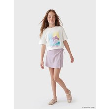 LC Waikiki Lcw Kids Ekru California Baskılı Kız Çocuk Takım