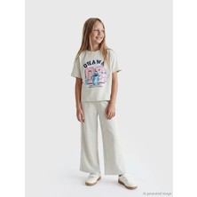 LC Waikiki Lcw Kids Gri Stitch ve Angel Baskılı Kız Çocuk Tişört ve Eşofman Altı