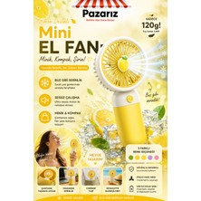 Pazariz Mini Taşınabilir Fan Vantilatör Telefon Tutucu Stand Özellikli Meyve ve Çiçek Tasarımı Küçük Vantilatör Type-C Şarj Edilebilir Soketli 3 Kademe Sessiz Taşınabilir Yelpaze Şarjlı Vantilatör