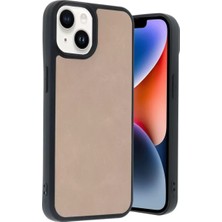 TKÇ Mey Ithalat®   iPhone 15 Kılıf Aras Deri Kapak - Pudra