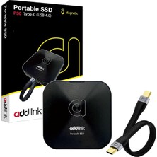 Addlink P30 2tb 4000-3600 Mb/s USB 4.0 (40GBPS) Type-C Portable Taşınabilir SSD AD2TBP30B4K