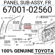 TŞT Toyota Corolla Ön Kapı Sağ 2018 (Oem No:  67001-02560)