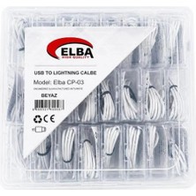 Elba Cp-03 Şeffaf Kutulu USB To Lightning 24LÜ Beyaz Şarj Kablosu
