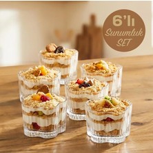 Es Dekor Flower 6lı Cam Kase Puding Tatlı ve Dondurma Kasesi Kahvaltılık Kase Seti Çerez Kasesi 6x7,5cm