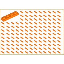 LEGO Yedek Parçalar: Plate 1x4: 100 Adet 1x4 Plate Parts Plaka Parçası Turuncu - Orange Plate 3710