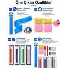 Bigpoint 15 Parça Öğrenci Okul Kırtasiye Seti( Esnek Cetvel Şekilli Not Kağıdı Kopya Kalemi Tükenmez Kalem Silgi)