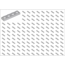 LEGO Yedek Parçalar: Plate 1x4: 100 Adet 1x4 Plate Parts Plaka Parçası Açık Gri - Light Bluish Gray Plate 3710