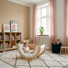 Ombi Baby Montessori Ahşap Tırmanma Kemeri ve Beyaz Minderi