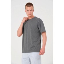 Skygo Revify Erkek 24/1 Düz A Kalite Oversize T-Shirt - Antrasit