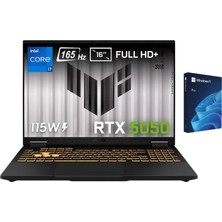 Asus Tuf Gaming F16 Intel Core I7-14650HX Geforce Rtx 5050 8gb 115W 16 Inç Windows 11 Pro Oem USB Kutu Full Hd+ 165Hz Ips-Level Gaming Laptop