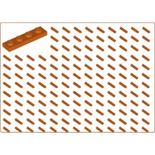 LEGO Yedek Parçalar: Plate 1x4: 100 Adet 1x4 Plate Parts Plaka Parçası Koyu Turuncu - Dark Orange Plate 3710