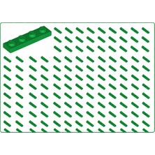 LEGO Yedek Parçalar: Plate 1x4: 100 Adet 1x4 Plate Parts Plaka Parçası Yeşil - Green Plate 3710