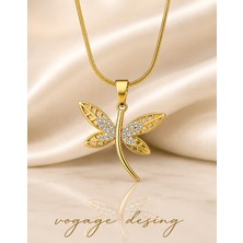 Voyage Accessory Paslanmaz Çelik Zirkon Taşlı Gold Renk Yusufçuk Kolye