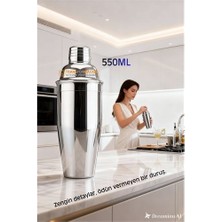 Skygo Revify 550 ml Inox Shaker - Kokteyl Karıştırma Kabı  Süzgeçli Bar Shaker Paslanmaz Çelik