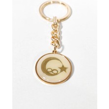 Moncuk Design Ay Yıldız ve Sonsuzluk Sembollü Gold Madalyon Anahtarlık - Milli Tasarım Hediyelik Aksesuar