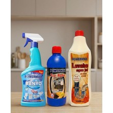 Powermax Profesyonel Banyo ve Gider Açıcı Seti - Banyo Temizleyici + Tuz Ruhu + Jel Lavabo Açıcı 3'lü Set