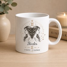 Art By Aslı Ikizler Burcu Baskılı Beyaz Kupa Bardak | Astroloji Temalı Seramik Kahve Kupası | Modern Burç Tasarım Hediye
